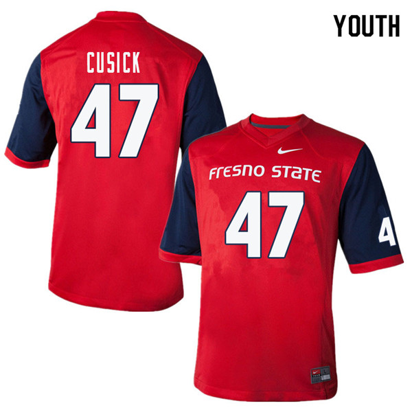 Youth #47 Blake Cusick Fresno State Bulldogs College Football Jerseys Sale-Red